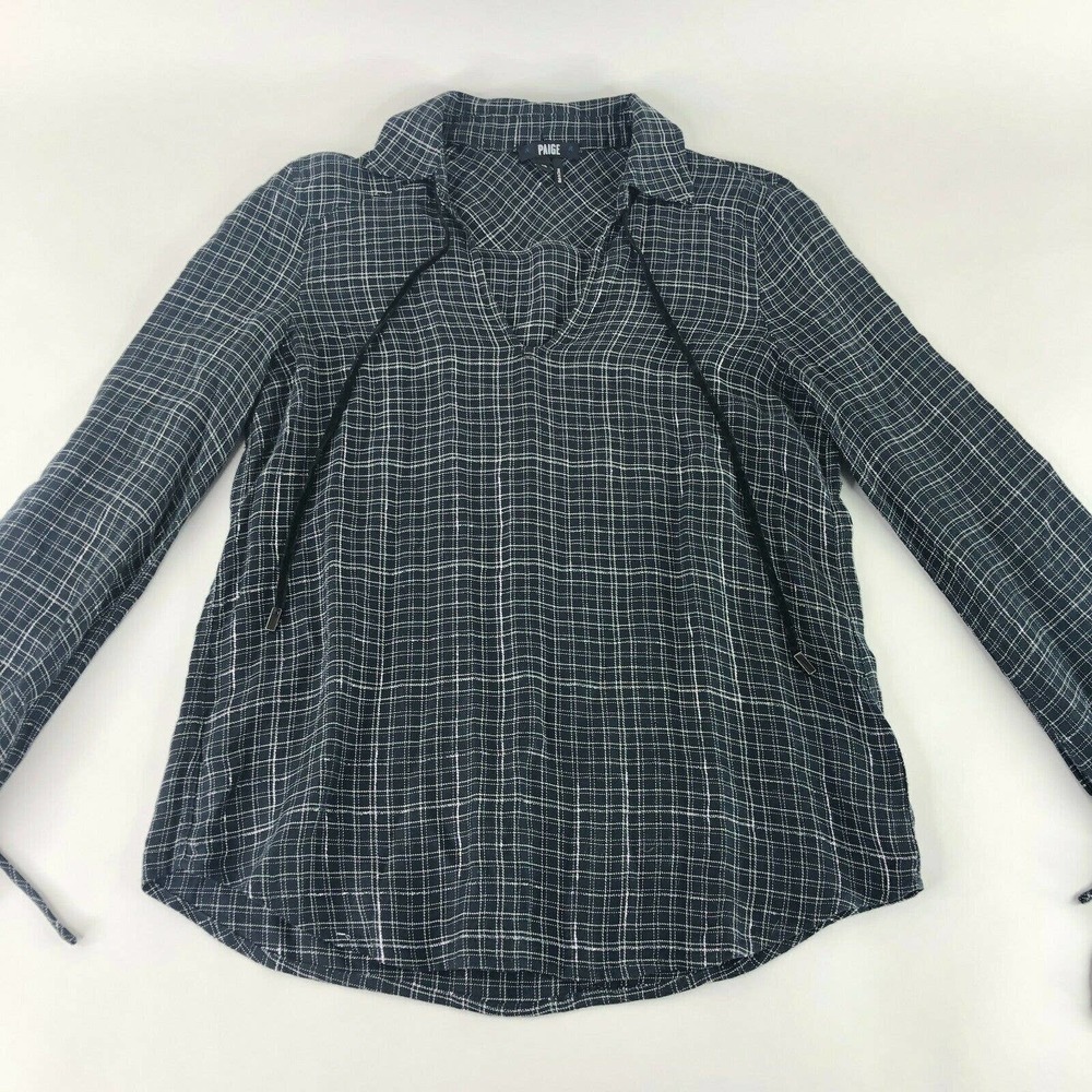 Paige Top Shirt Women's Size XS Plaid Flannel Long Sleeve Black